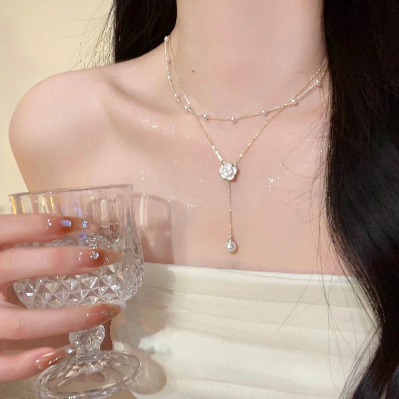 Layered Pendant Necklace Aesthetic - Ожерелье с подвеской в виде цветка