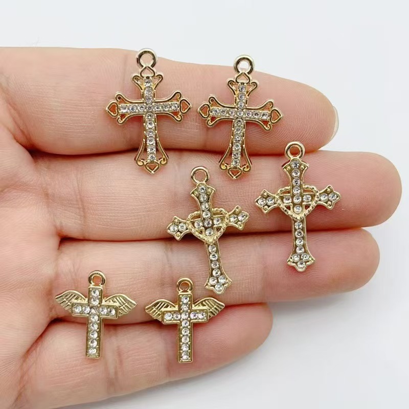 Cross Pendant Necklace Gold - 10 шт. Золотые кулоны-крестики с бриллиантами,