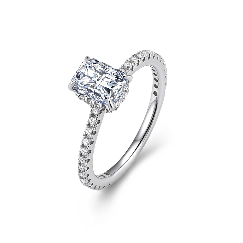 Moissanite Engagement Ring 1 Carat - Кольцо из стерлингового серебра S925 с