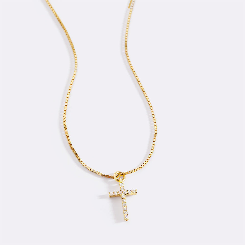Cross Pendant Necklace Gold - Ожерелье с крестом, инкрустированным бриллиантами, изготовленное
