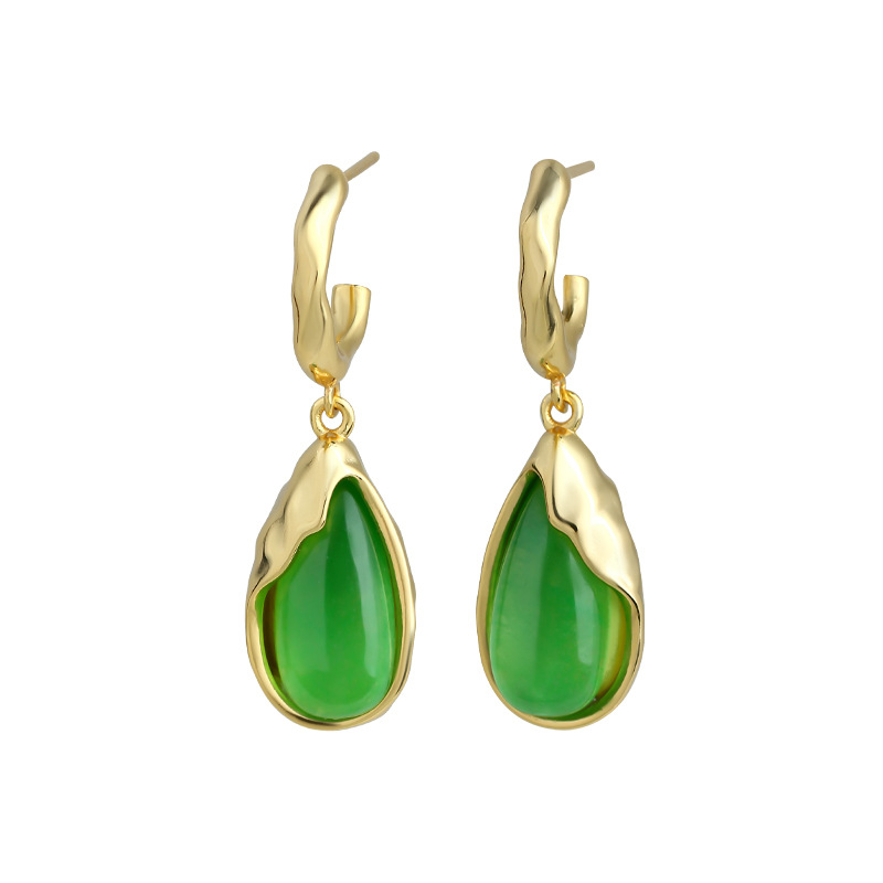 Earrings - Зеленые серьги-капли из натурального нефрита, талисманы,