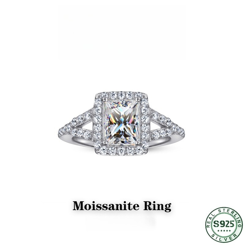 Moissanite Engagement Ring 1 Carat - Популярное модное кольцо из 100% серебра