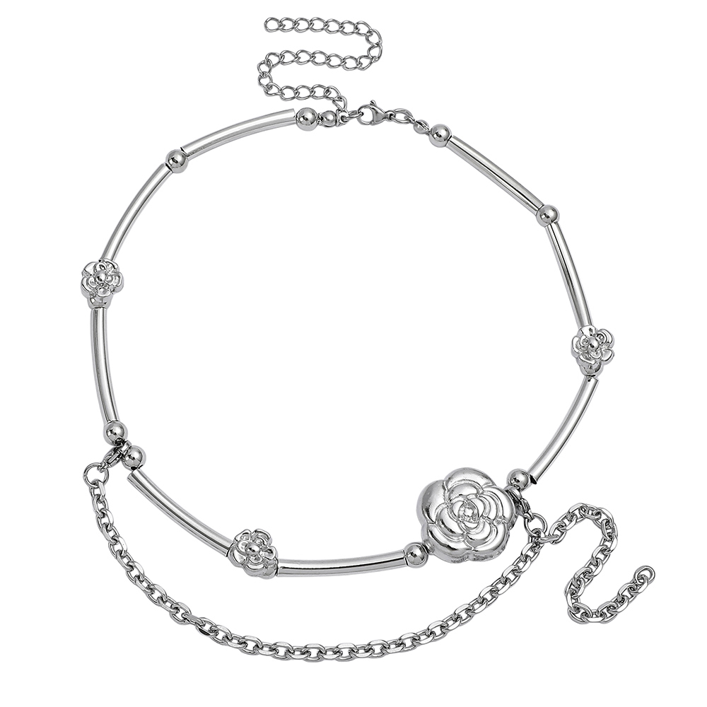 Layered Pendant Necklace Aesthetic - Ожерелье-чокер в стиле Y2K с камелией,