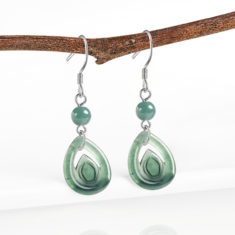 Earrings - Синие серьги-капли из бирманского жадеита, энергетические,