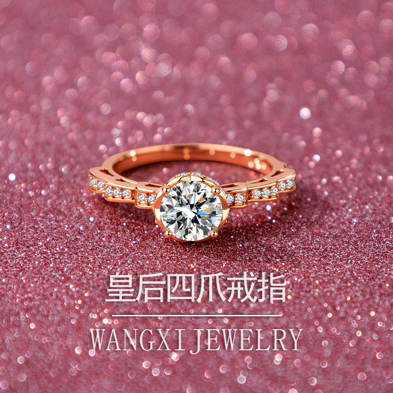 Moissanite Engagement Ring 1 Carat - Праздничный подарок: кольцо-букет с четырьмя крапанами,