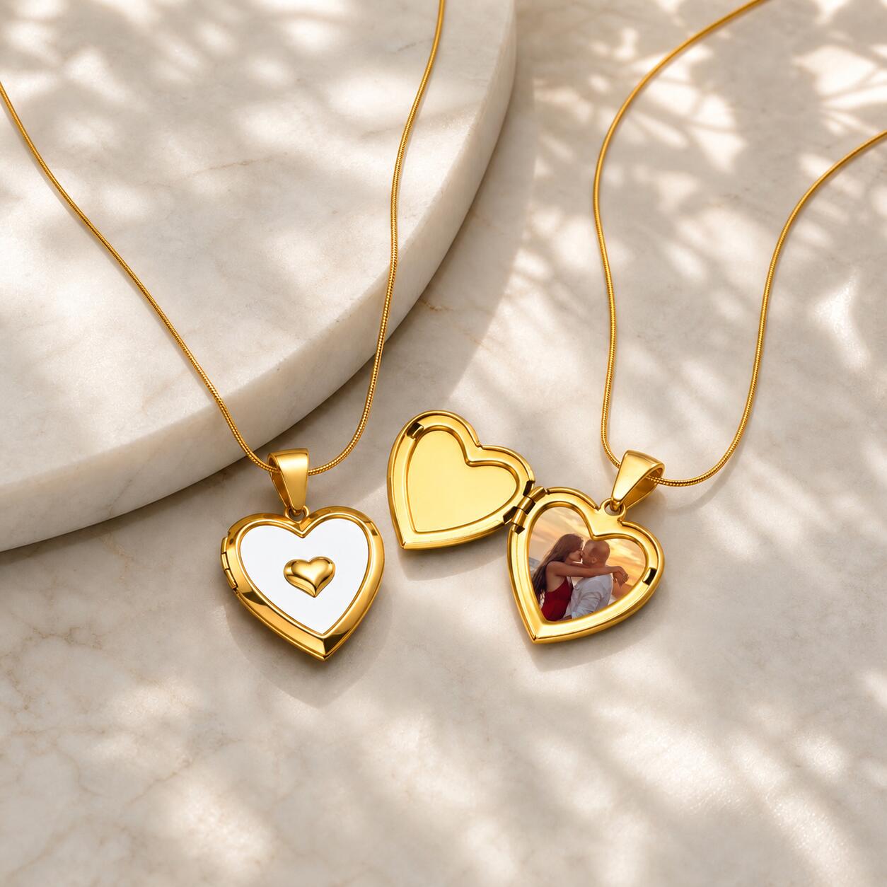 Heart Locket Necklace Photo - Индивидуальное ожерелье с подвеской в форме