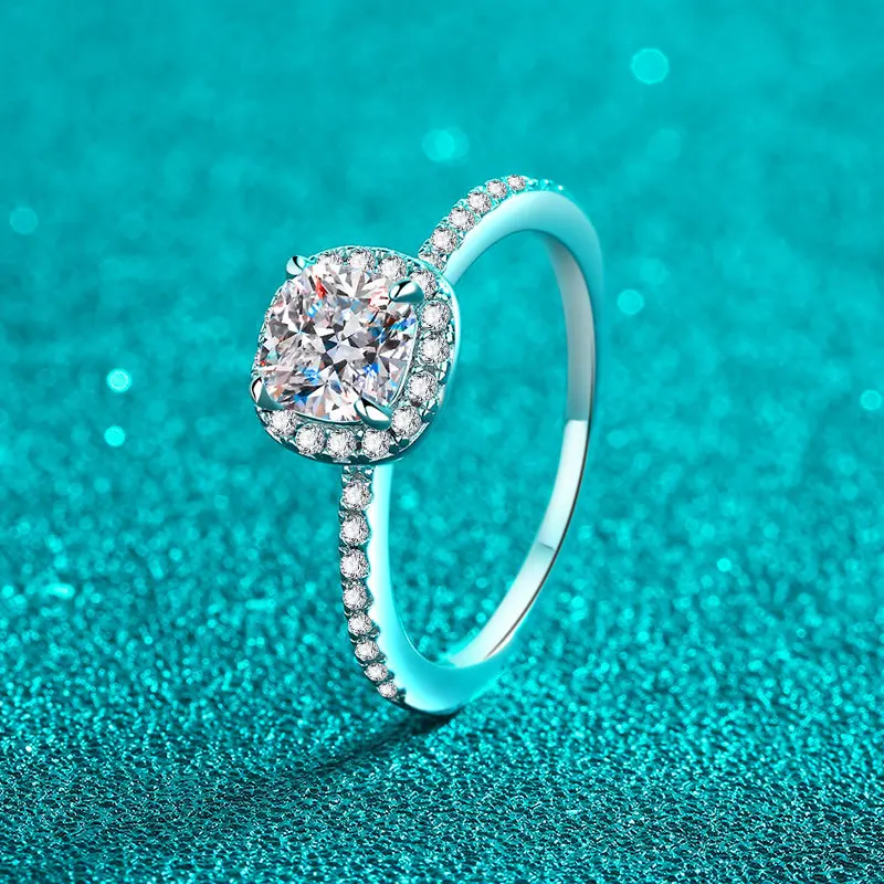 Moissanite Engagement Ring 1 Carat - Кольцо из стерлингового серебра 925 пробы