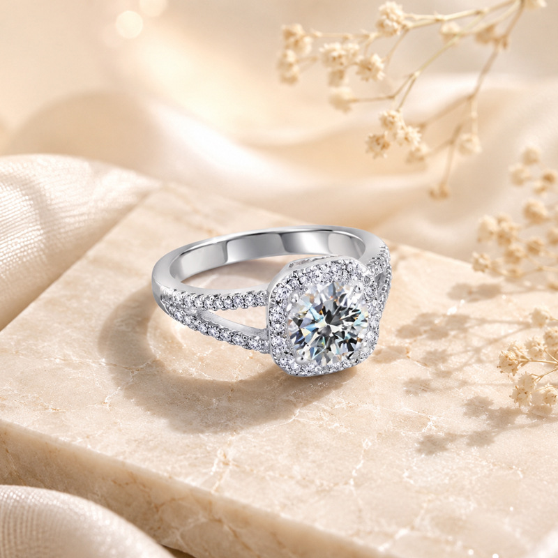 Популярное кольцо с бриллианто – обзор и цена Moissanite Engagement Ring 1 Carat