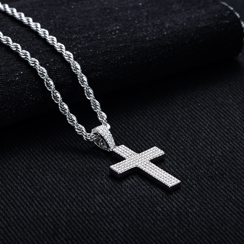 MossanRappr Муассанит Bling Кр – обзор и цена 925 Sterling Silver Chain Necklace Men